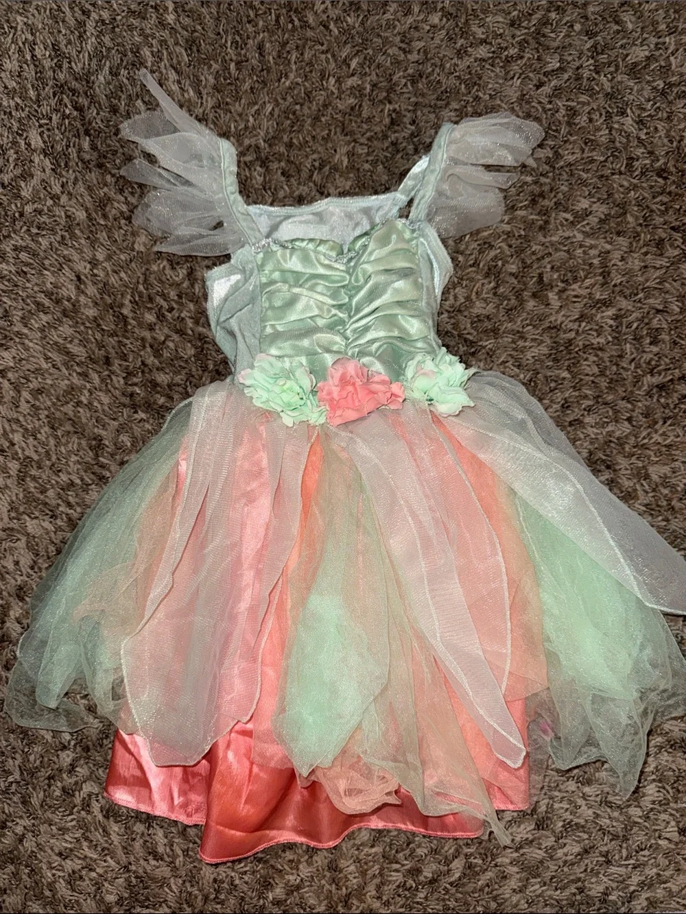 Children's Pastel Fairy Costume Dress - Mint & Coral size 6